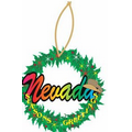 Nevada w/ Cowboy Hat Wreath Ornament w/ Clear Mirror Back (6 Sq. Inch)